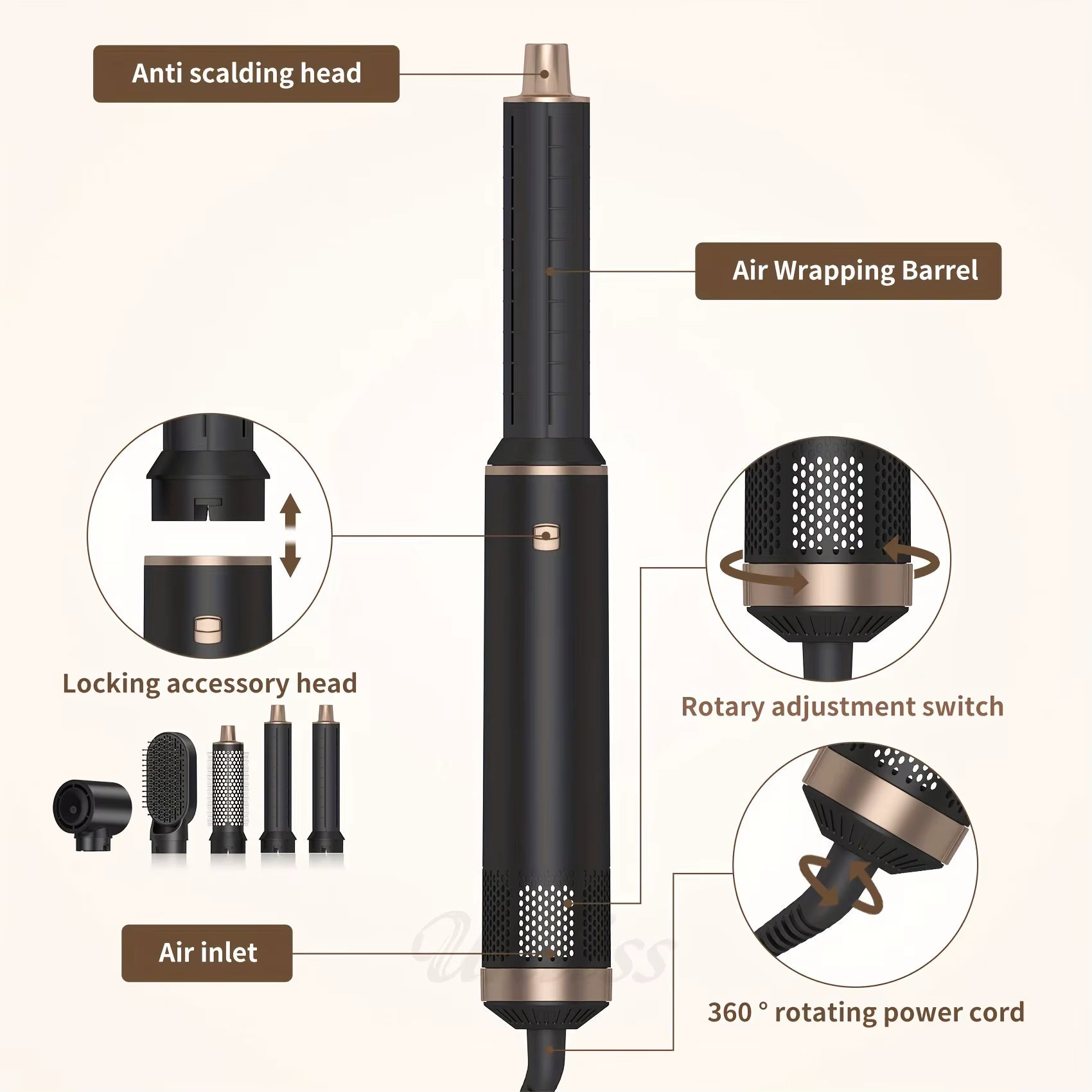 5 in 1 Multifunction Air Styler, Hot Air Brush, Hair Dryer Brush, Thermal Brush Magic Styler, Hair Dryer Brush